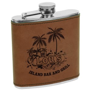 6 Oz. Laserable Leatherette Stainless Steel Flask