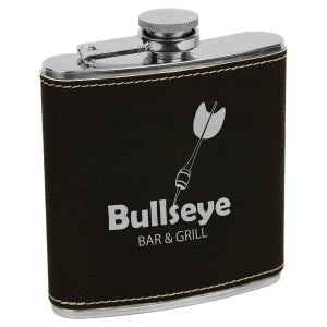6 Oz. Laserable Leatherette Stainless Steel Flask