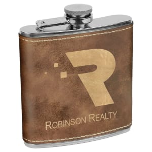 6 Oz. Laserable Leatherette Stainless Steel Flask