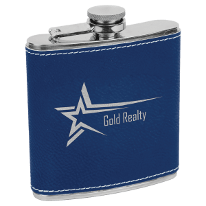 6 Oz. Laserable Leatherette Stainless Steel Flask