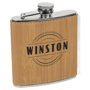 6 Oz. Laserable Leatherette Stainless Steel Flask