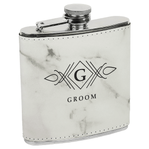 6 Oz. Laserable Leatherette Stainless Steel Flask