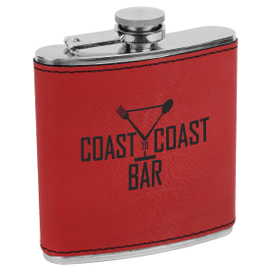 6 Oz. Laserable Leatherette Stainless Steel Flask