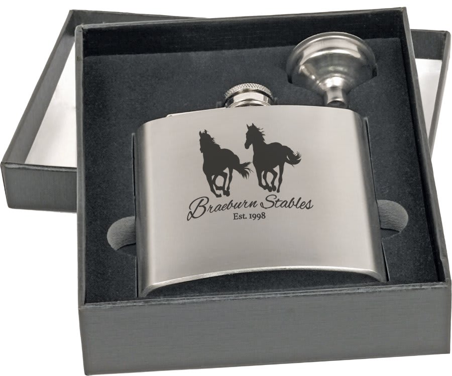 6 oz. Flask Set in Black Presentation Box