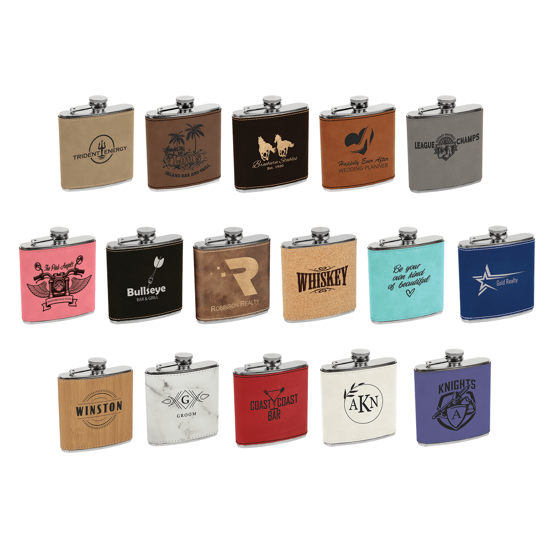 6 Oz. Laserable Leatherette Stainless Steel Flask