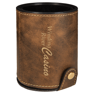 Laserable Leatherette Dice Cup With 5 Dice