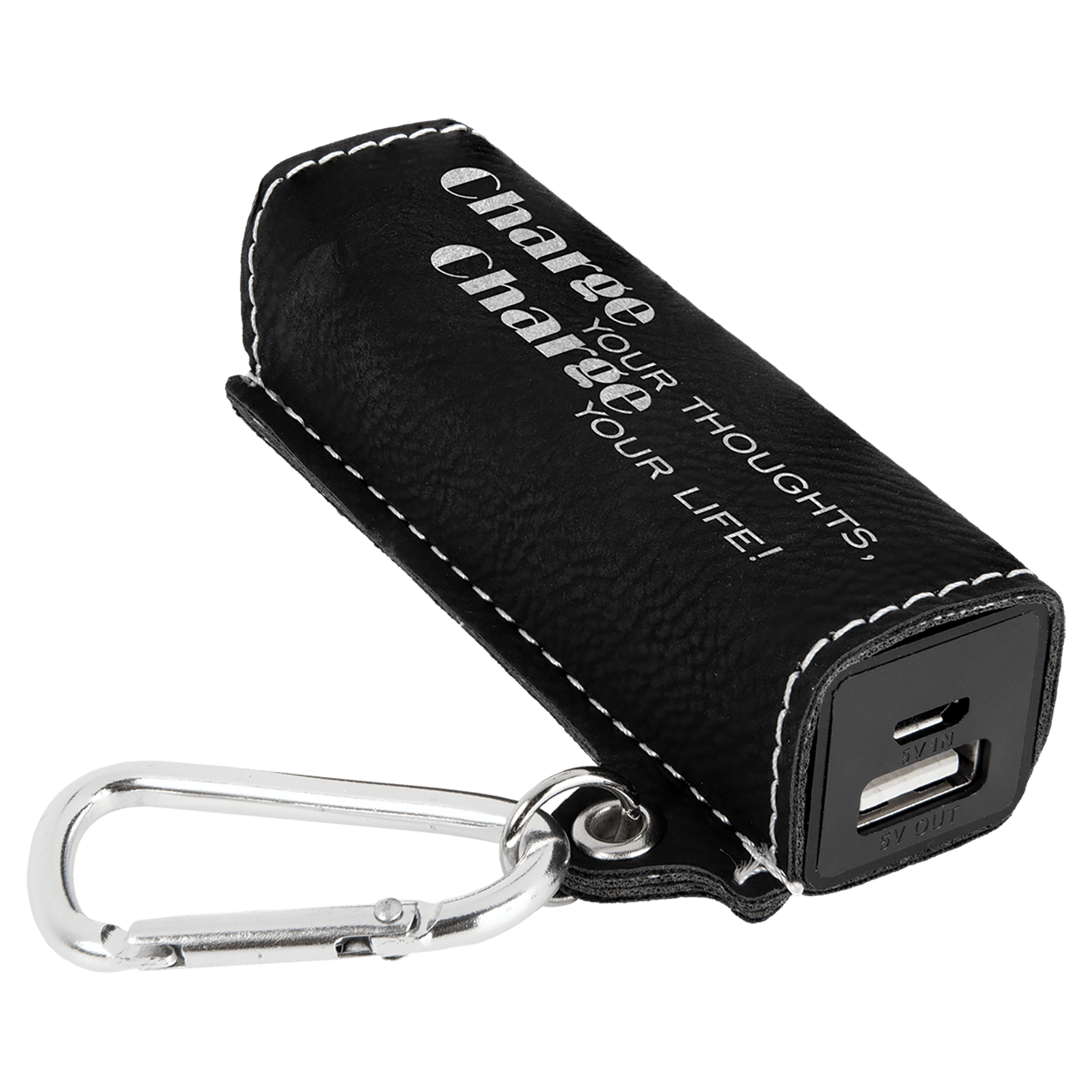 Laserable Leatherette 2200 Mah Power Bank With Usb Cord