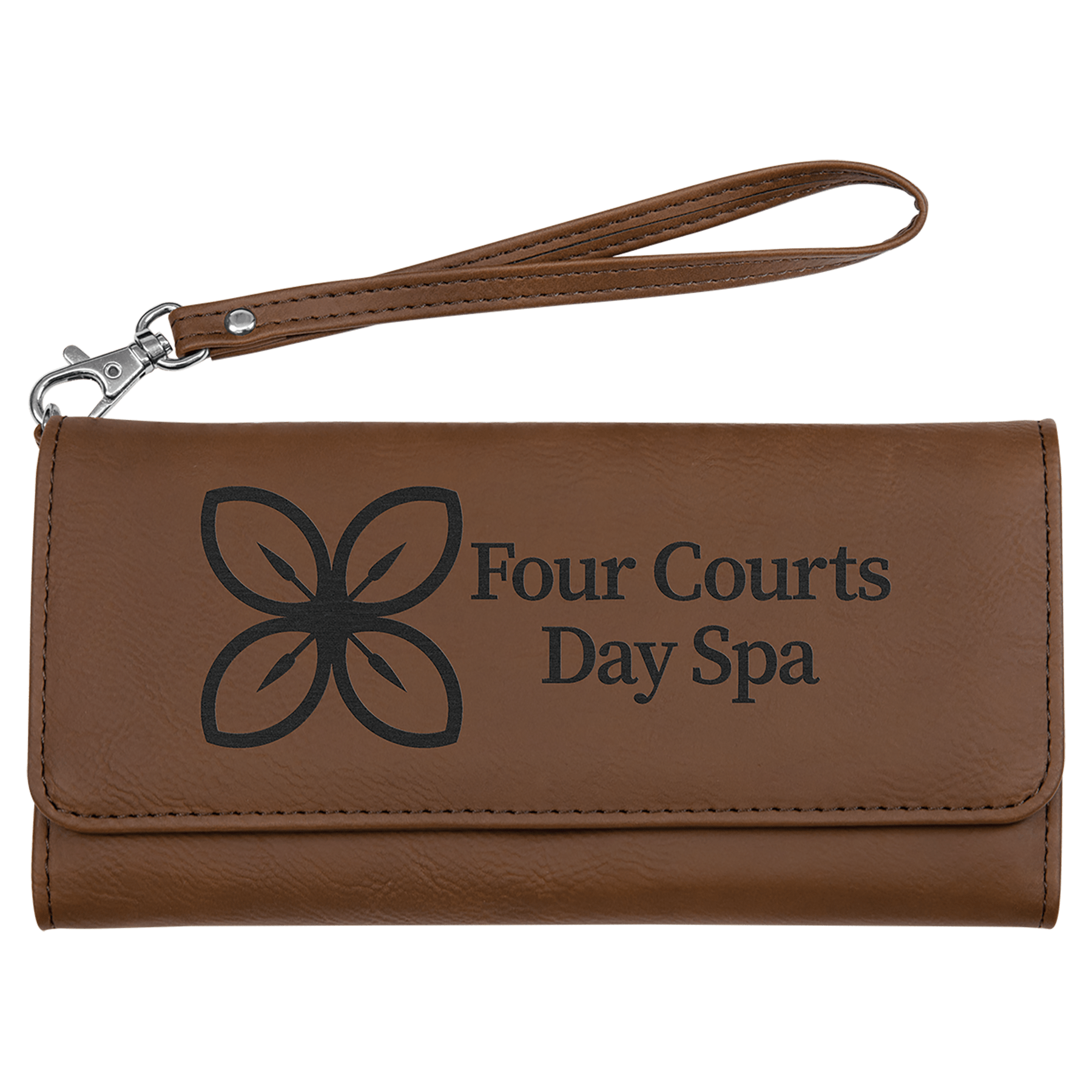 7 1/2" X 4" Laserable Leatherette Wallet With Strap