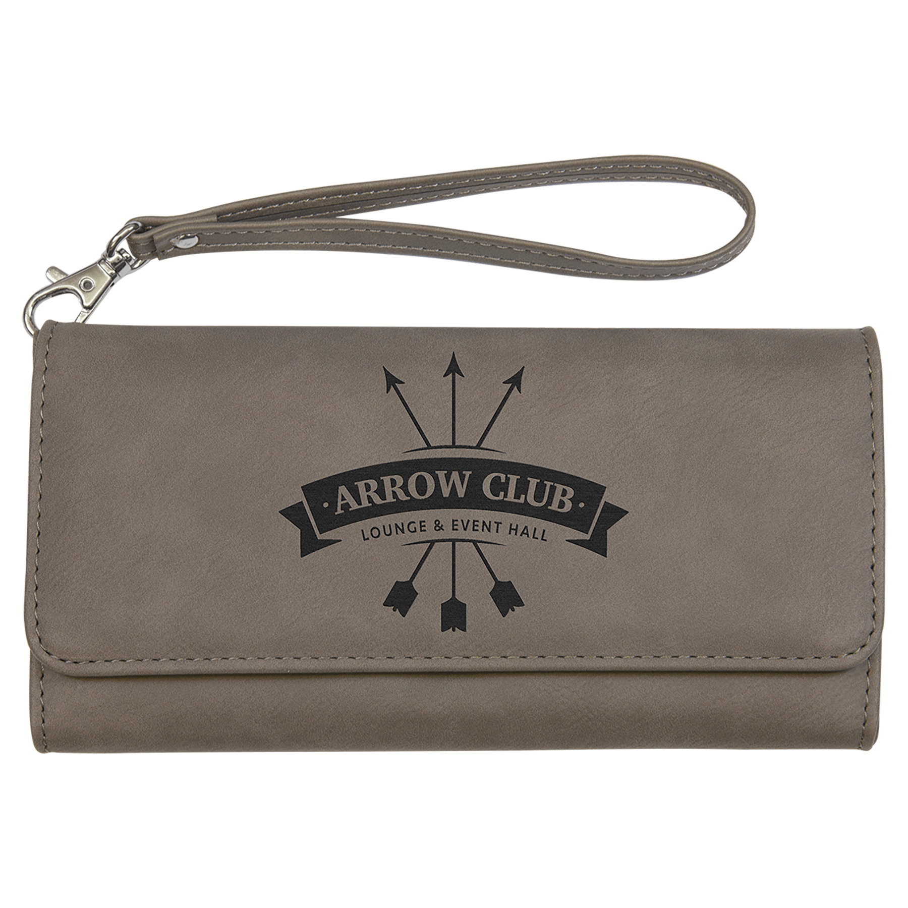 7 1/2" X 4" Laserable Leatherette Wallet With Strap