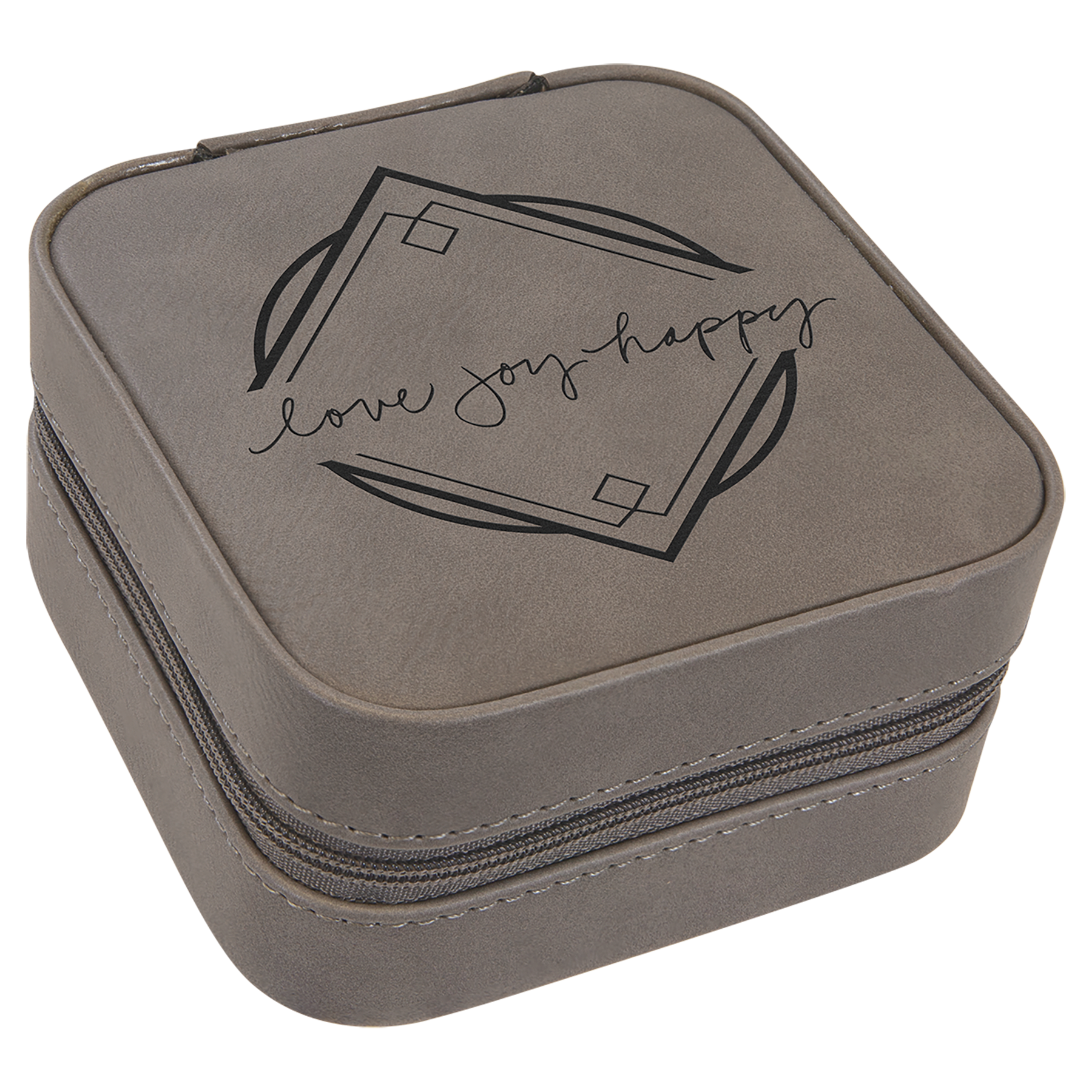 4" X 4" Laserable Leatherette Travel Jewelry Box With Tan Lining