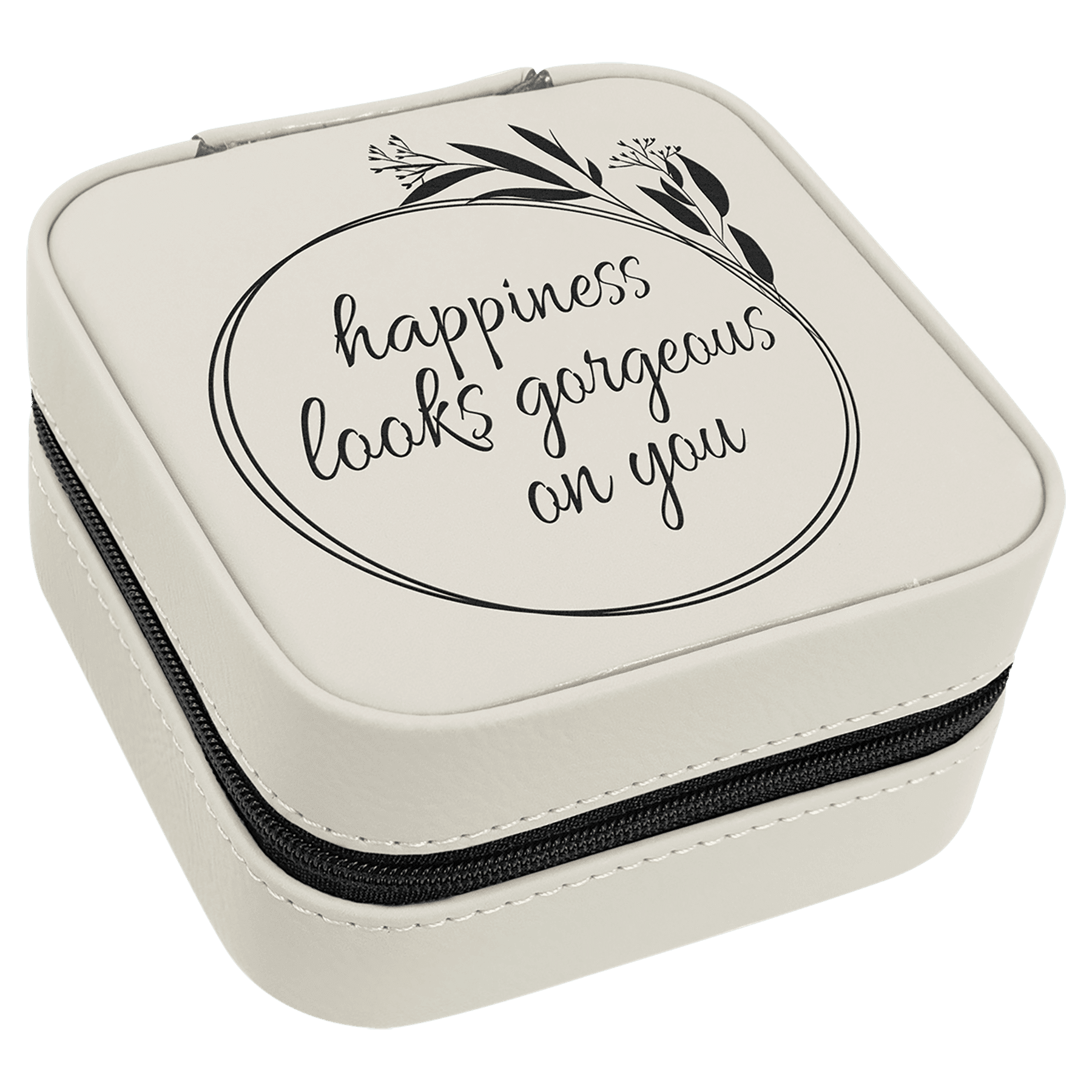 4" X 4" Laserable Leatherette Travel Jewelry Box With Black Lining