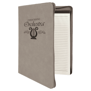 9 1/2" X 12" Zipper Laserable Leatherette Portfolio With Notepad