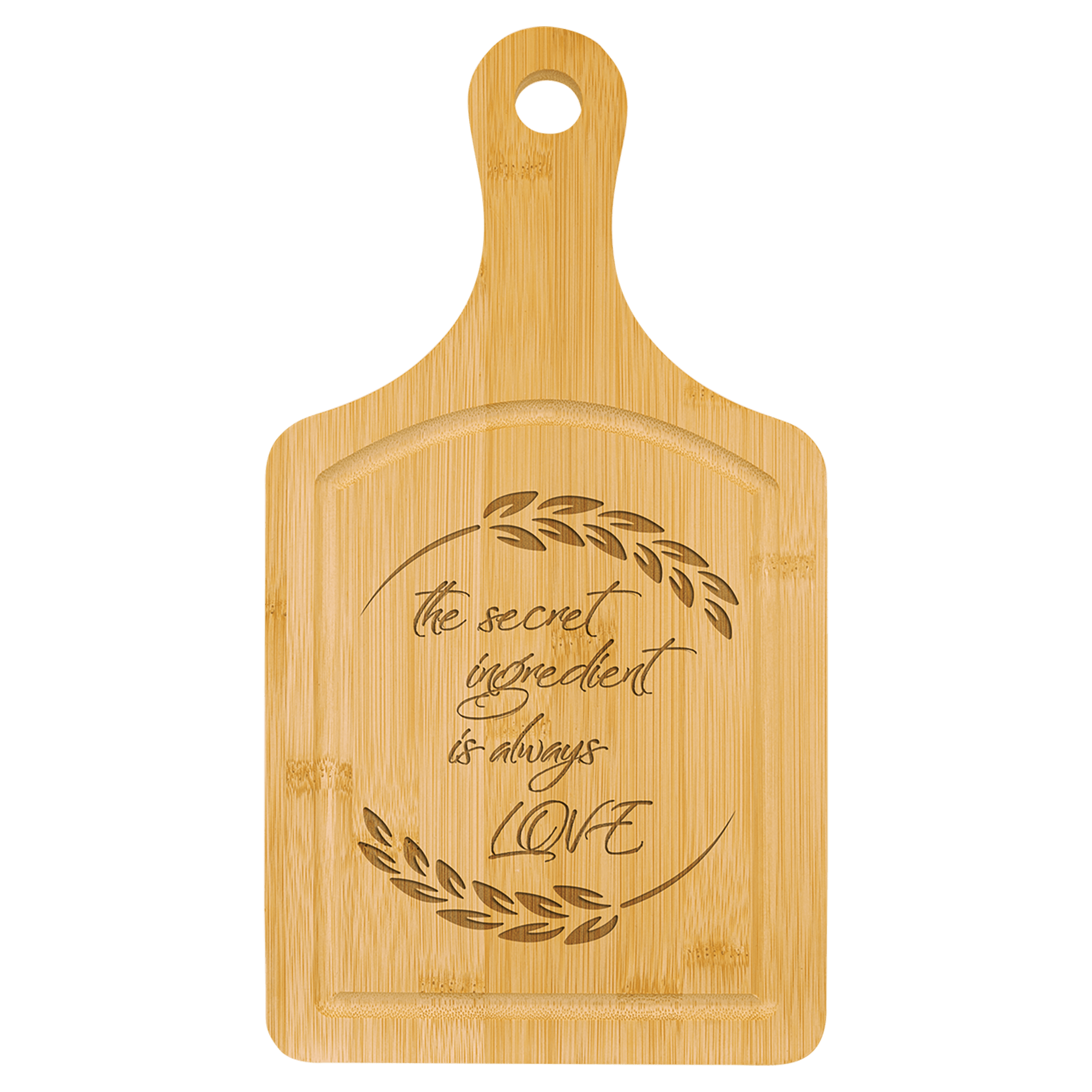 Bamboo Cutting Board Paddle Shape With Drip Ring