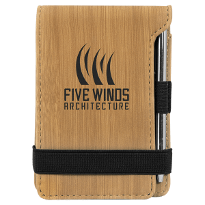 3 1/4" X 4 3/4" Laserable Leatherette Mini Notepad With Pen