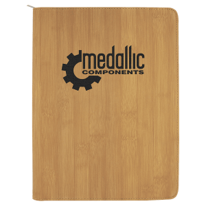 9 1/2" X 12" Zipper Laserable Leatherette Portfolio With Notepad