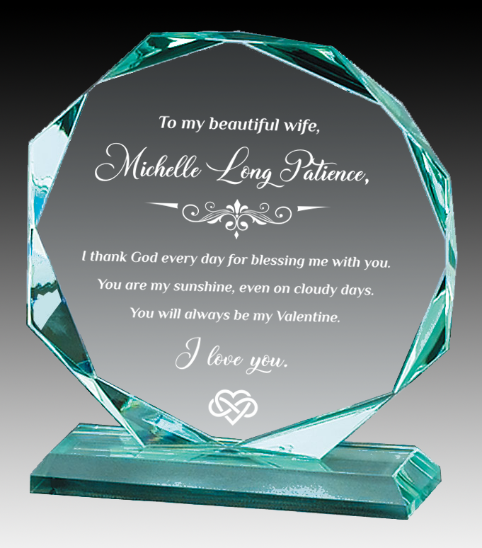 Beveled Jade Glass Octagon Award
