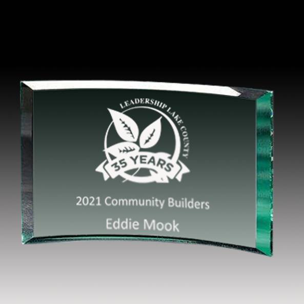 Curved Jade Glass Plaque