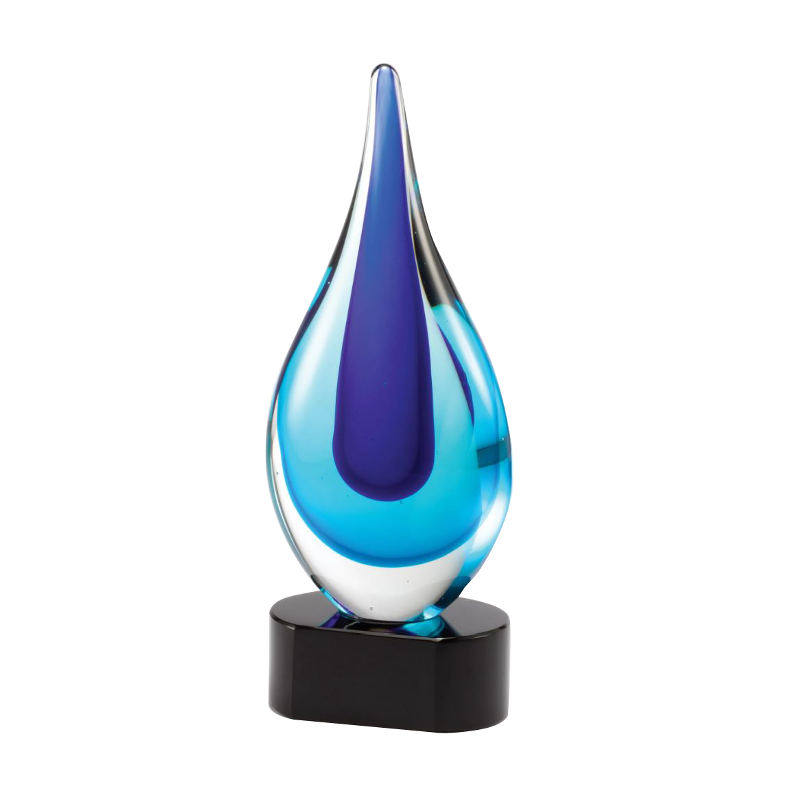 9.25" Blue Teardrop Art Glass