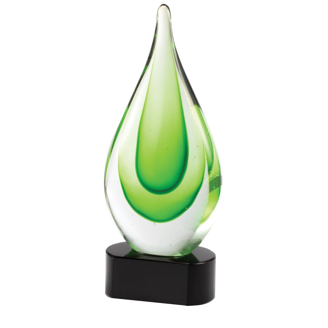 9.25" Green Teardrop Art Glass
