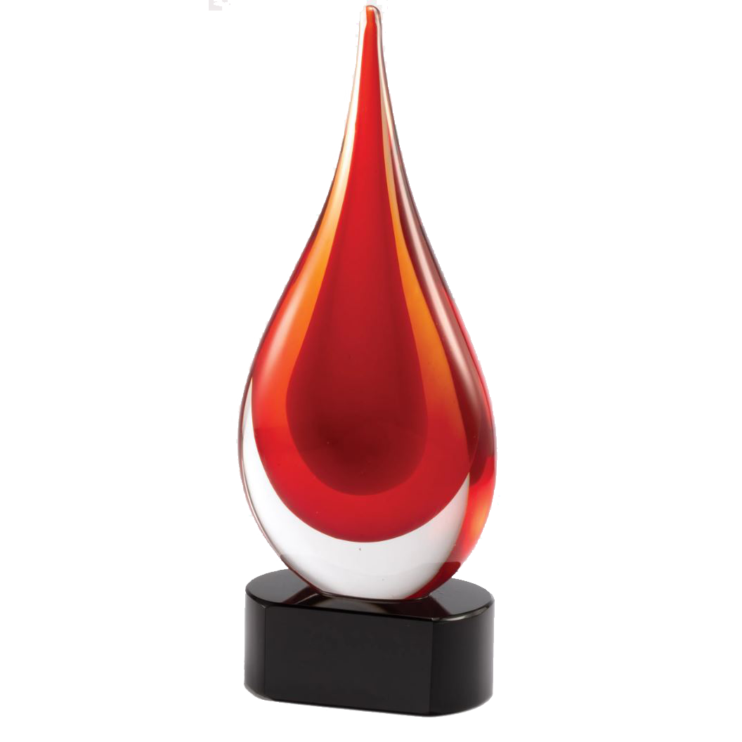 10.25 Red Teardrop Art Glass