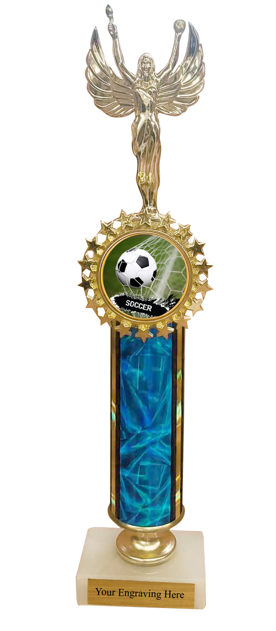 Round Column Trophy on Marble Base with Choice of Logo and Figure