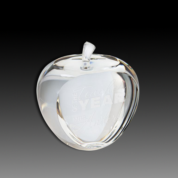 3 3/4" Crystal Apple With Flat Face