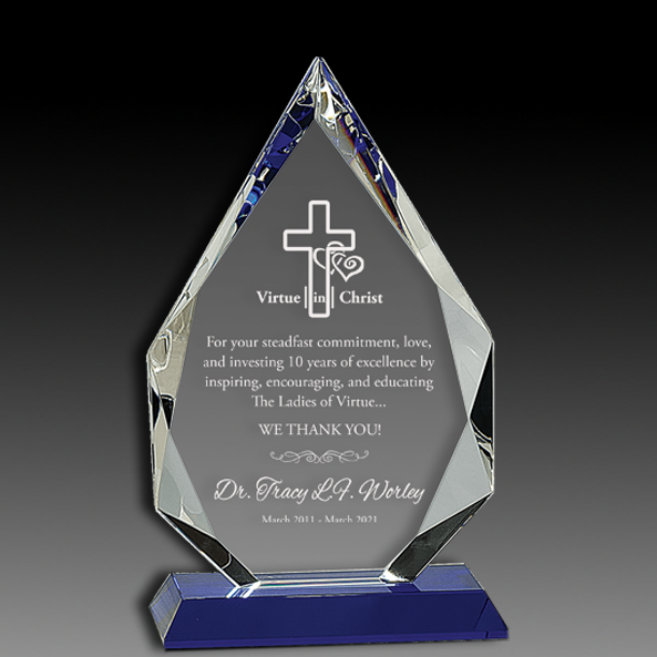 Diamond Crystal On Blue Pedestal Base