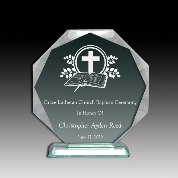 Jade Glass Multi-Faceted Octagon