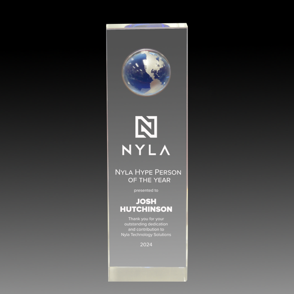 Crystal Trophy With Blue Globe