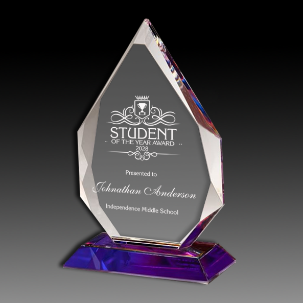 Flame Series Crystal Award With Prism-Effect Base