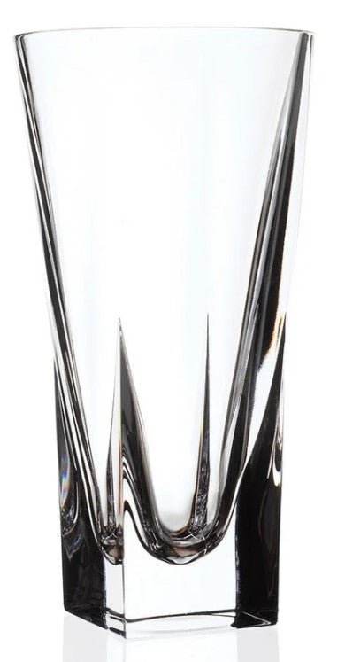 Clear Crystal Flower Vase With Round Opening And Square Bottom