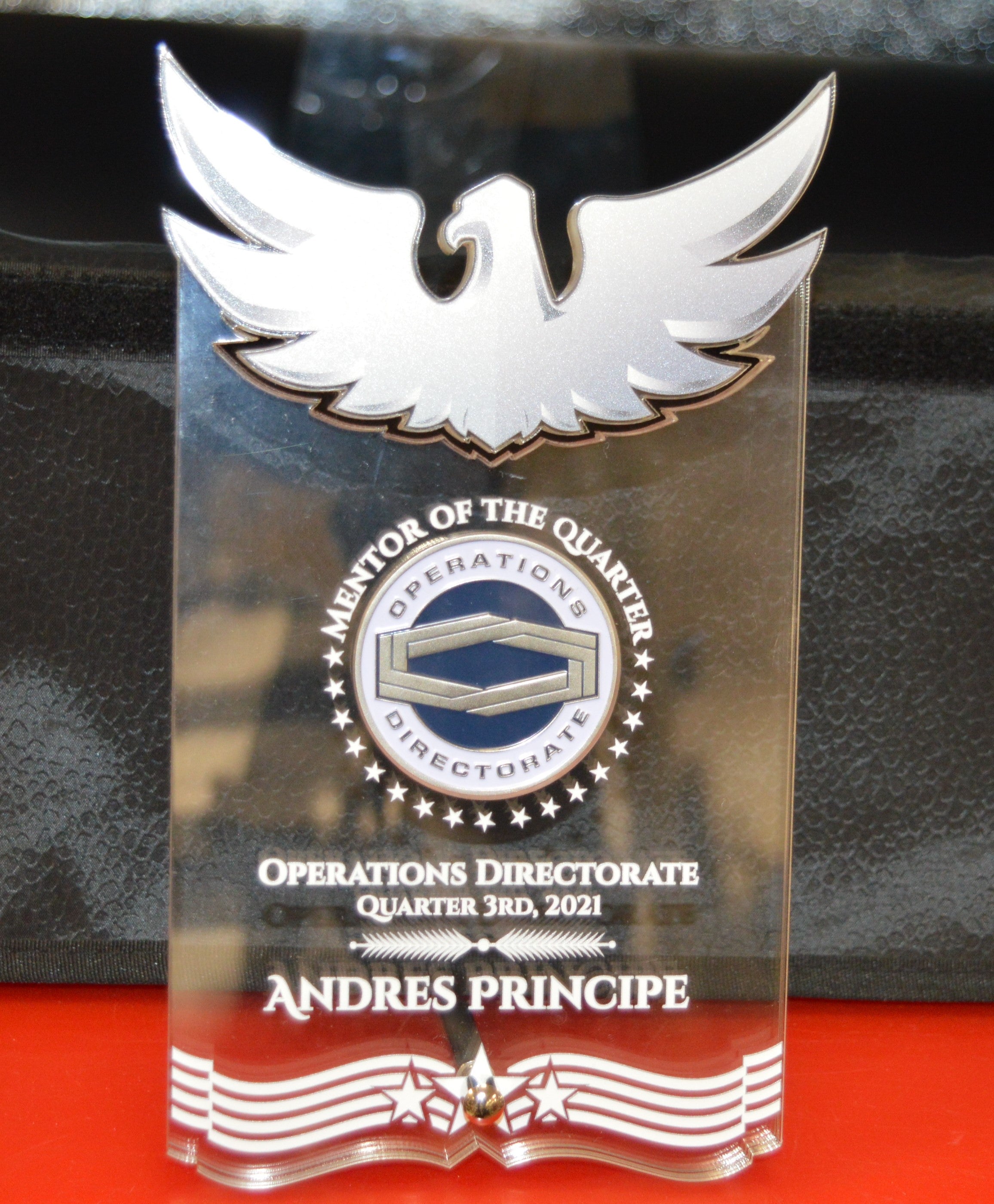 Acrylic Coin Display Free Standing With Eagle Design