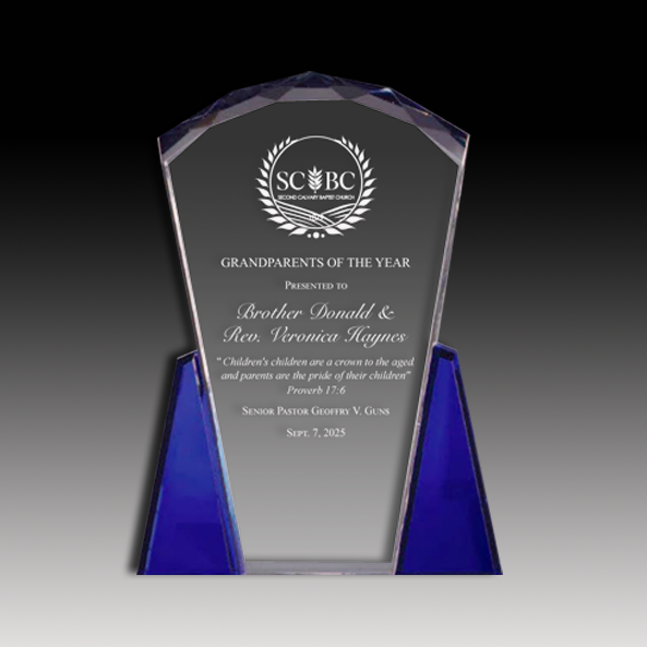 Super Thick Optically Clear Crystal with Faceted Top and Angled Accents