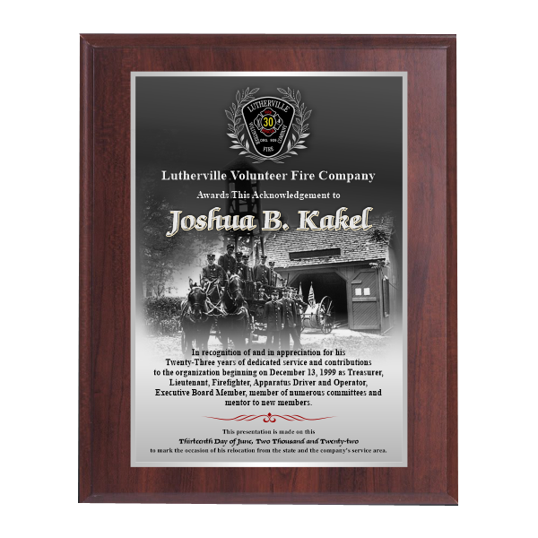 Cherry-Finish Plaque With Plate