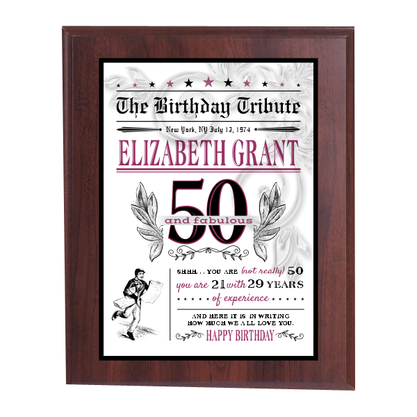 Cherry-Finish Plaque With Plate