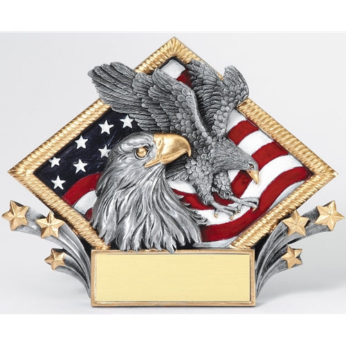 Diamond Eagle Plate with American Flag