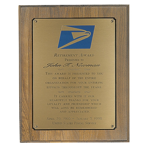 Simulated Walnut Plaque With Full Plate