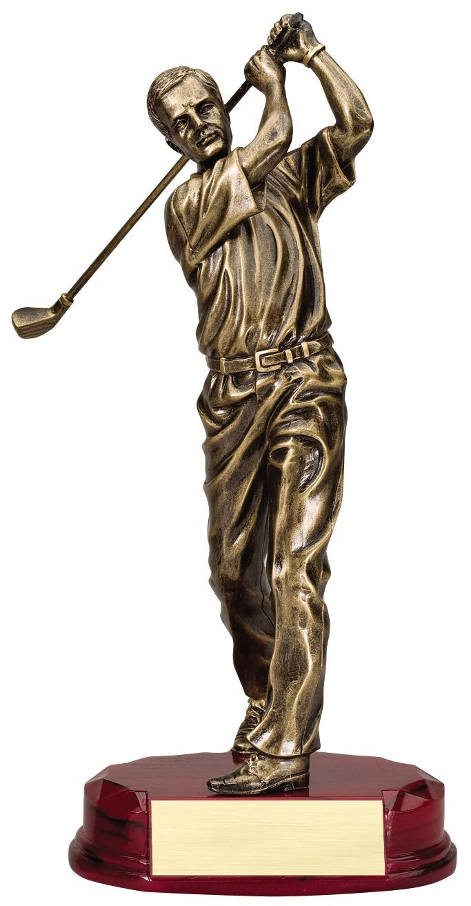 Antique Bronze Male Golfer, Driver Resin