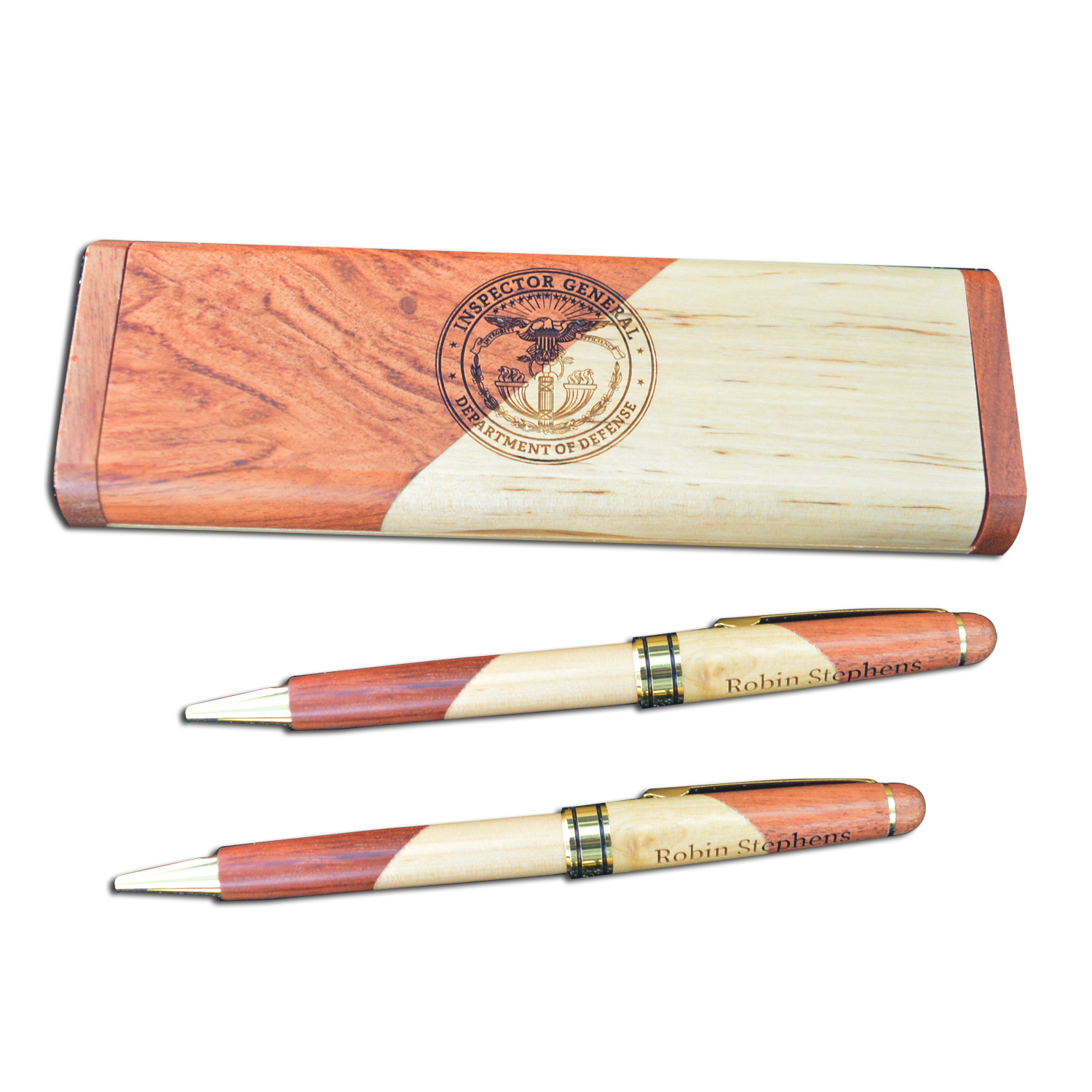 Rosewood & Maple Pen, Pencil & Case