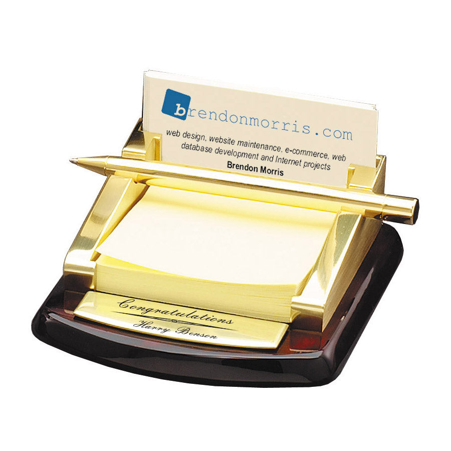 Piano Finish Rosewood Note Holder And Pen 4" X 5"