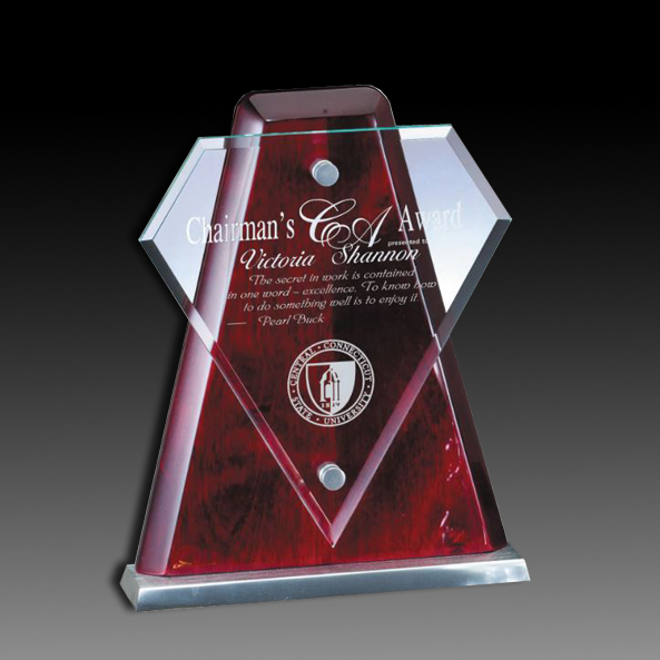 8.5" X 7" Arrow Glass On Rosewood