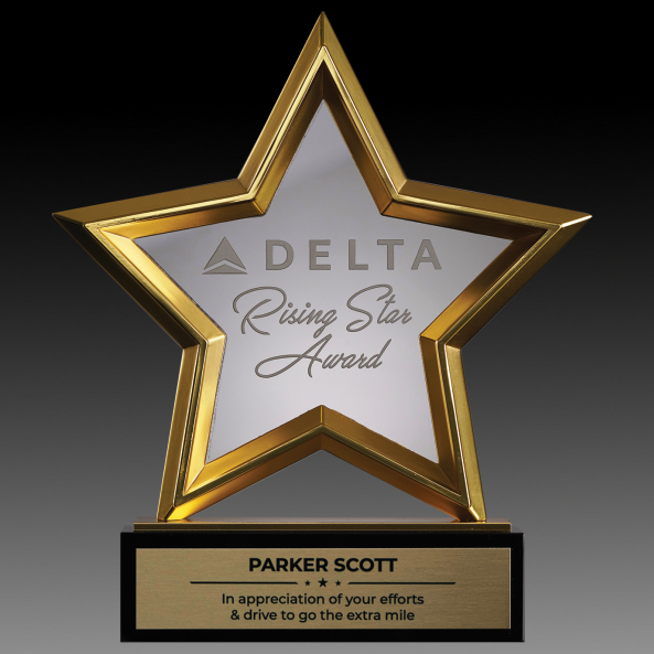 Standing Metal Star with Crystal