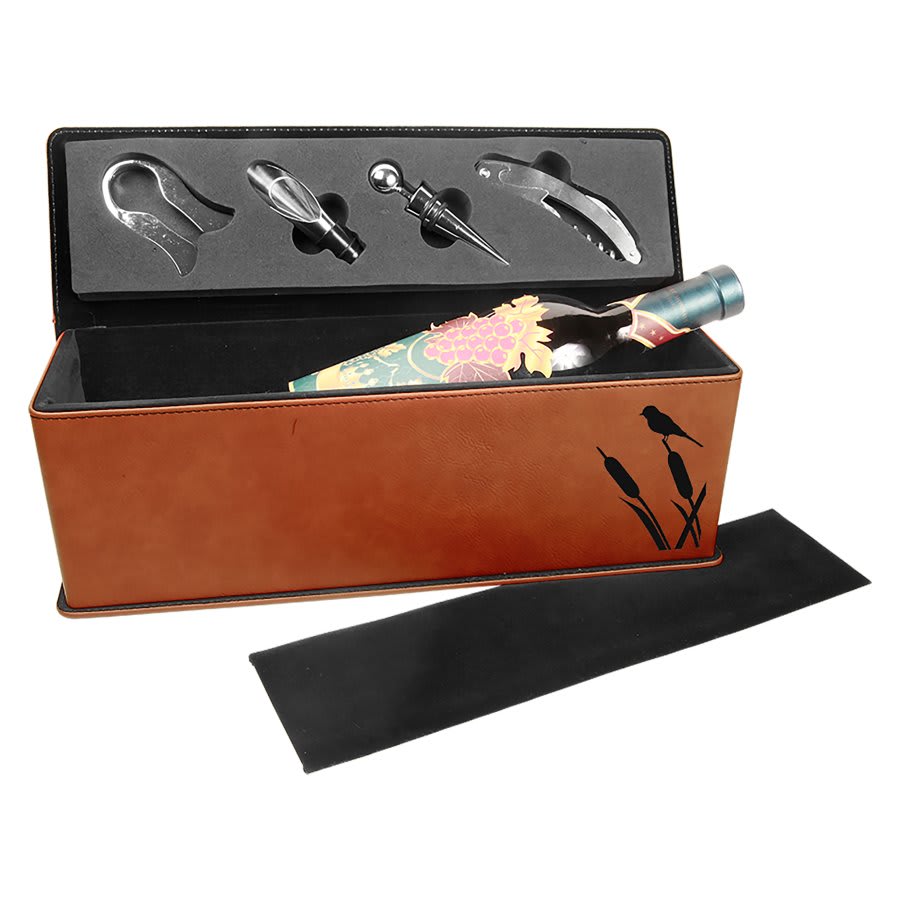 Laserable Leatherette Single Wine Box With Tools