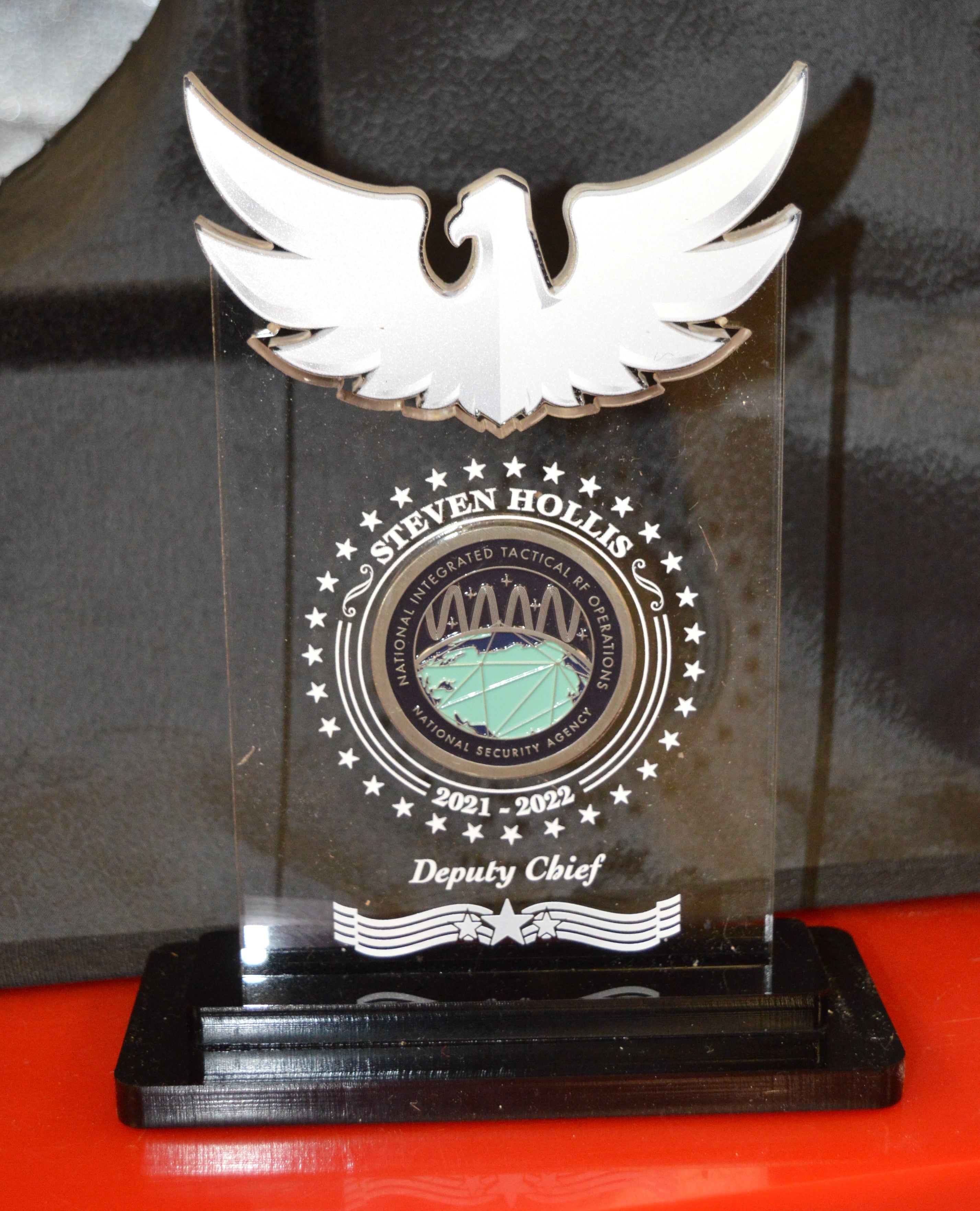 Eagle Acrylic Coin Display On Base