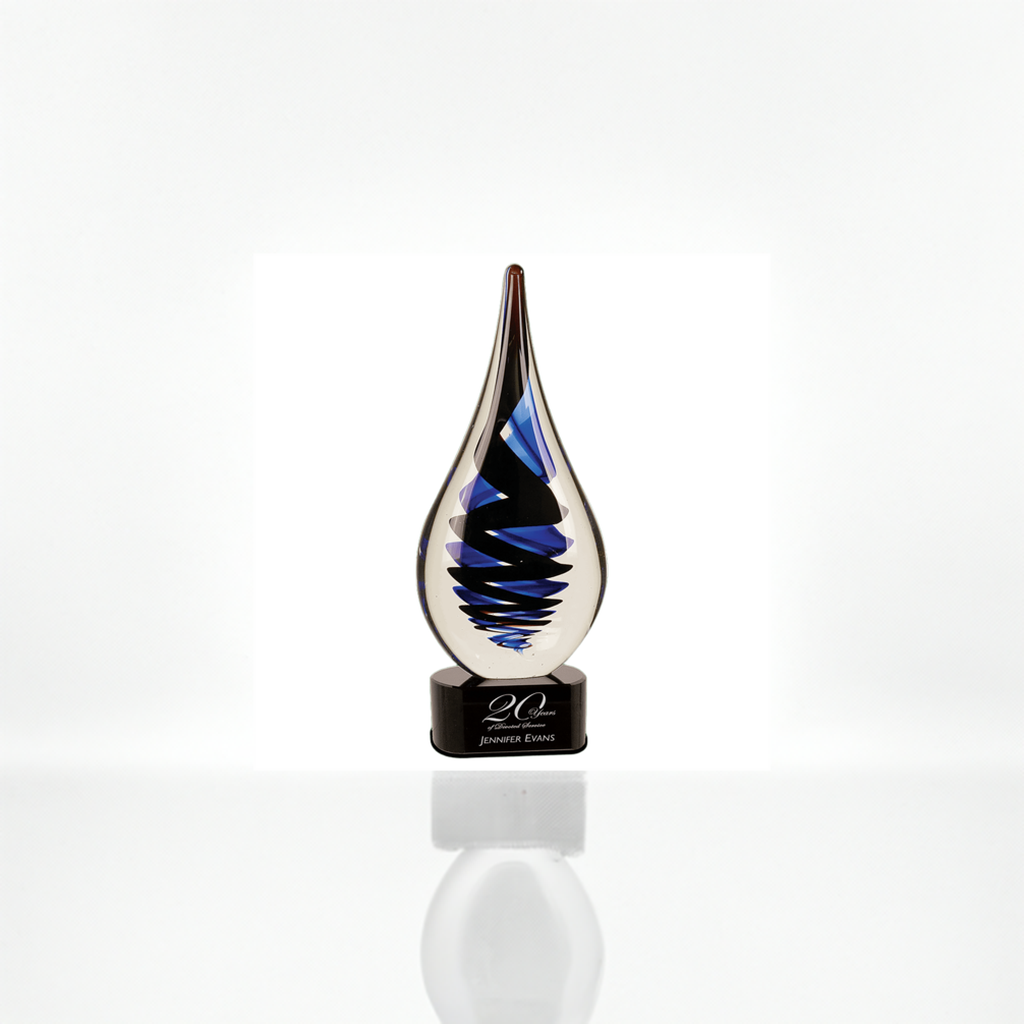 11 1/4" Black Twist Raindrop Art Glass