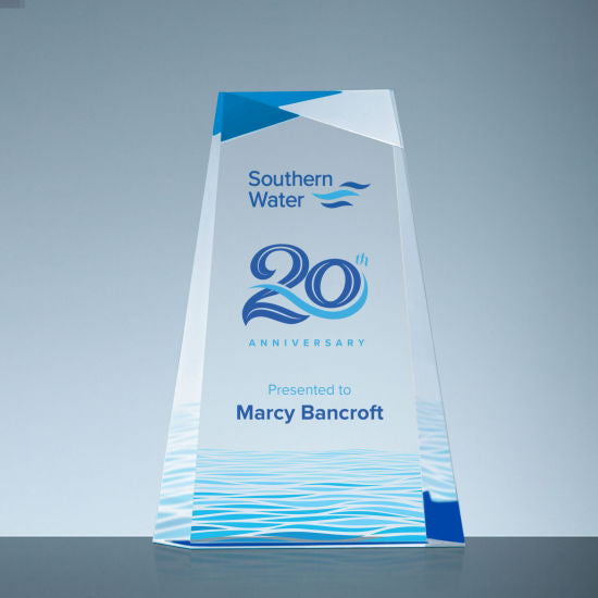 Topez Clear Beveled Tower with Blue Accent