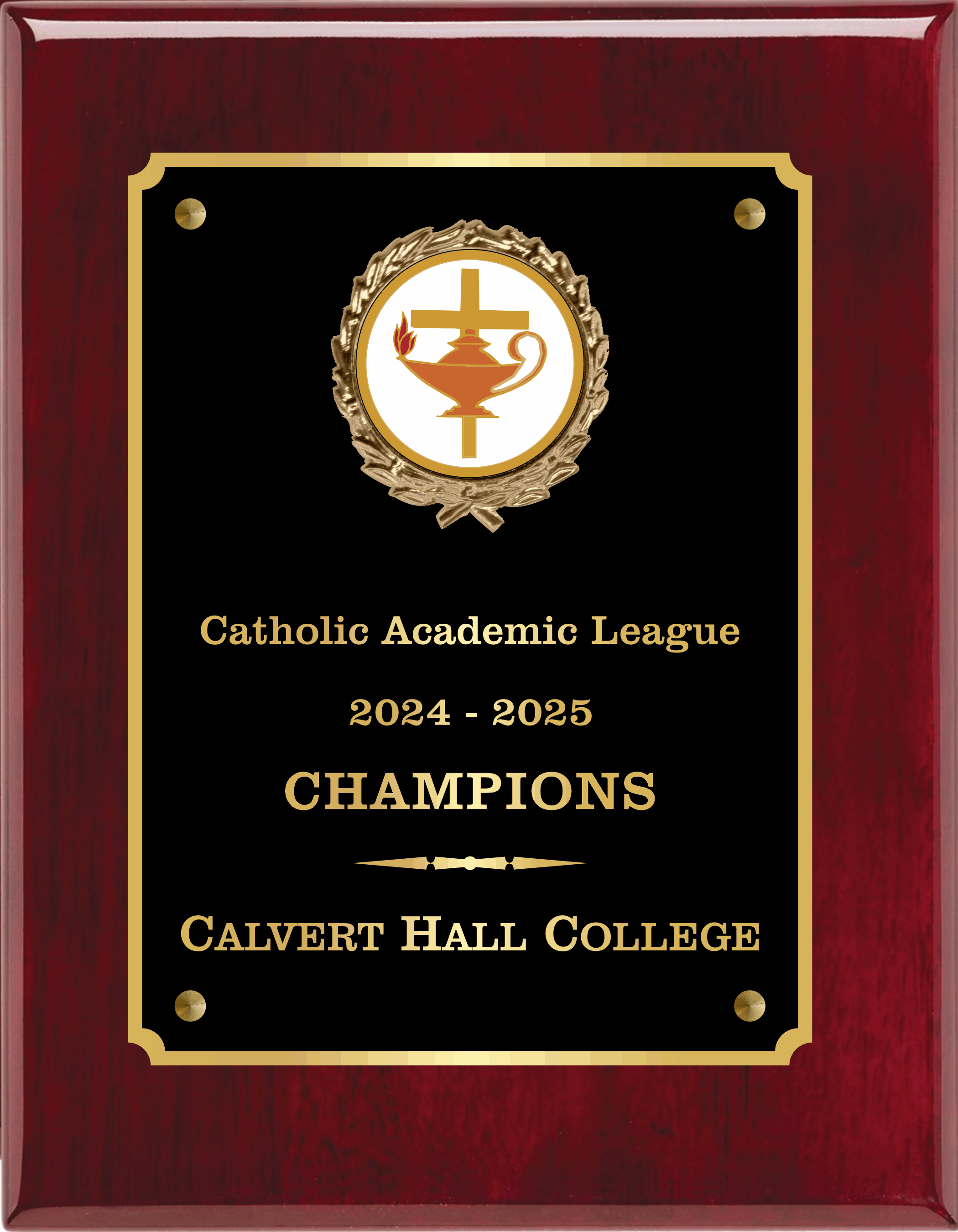 Rosewood Piano Finish Plaque With Plate