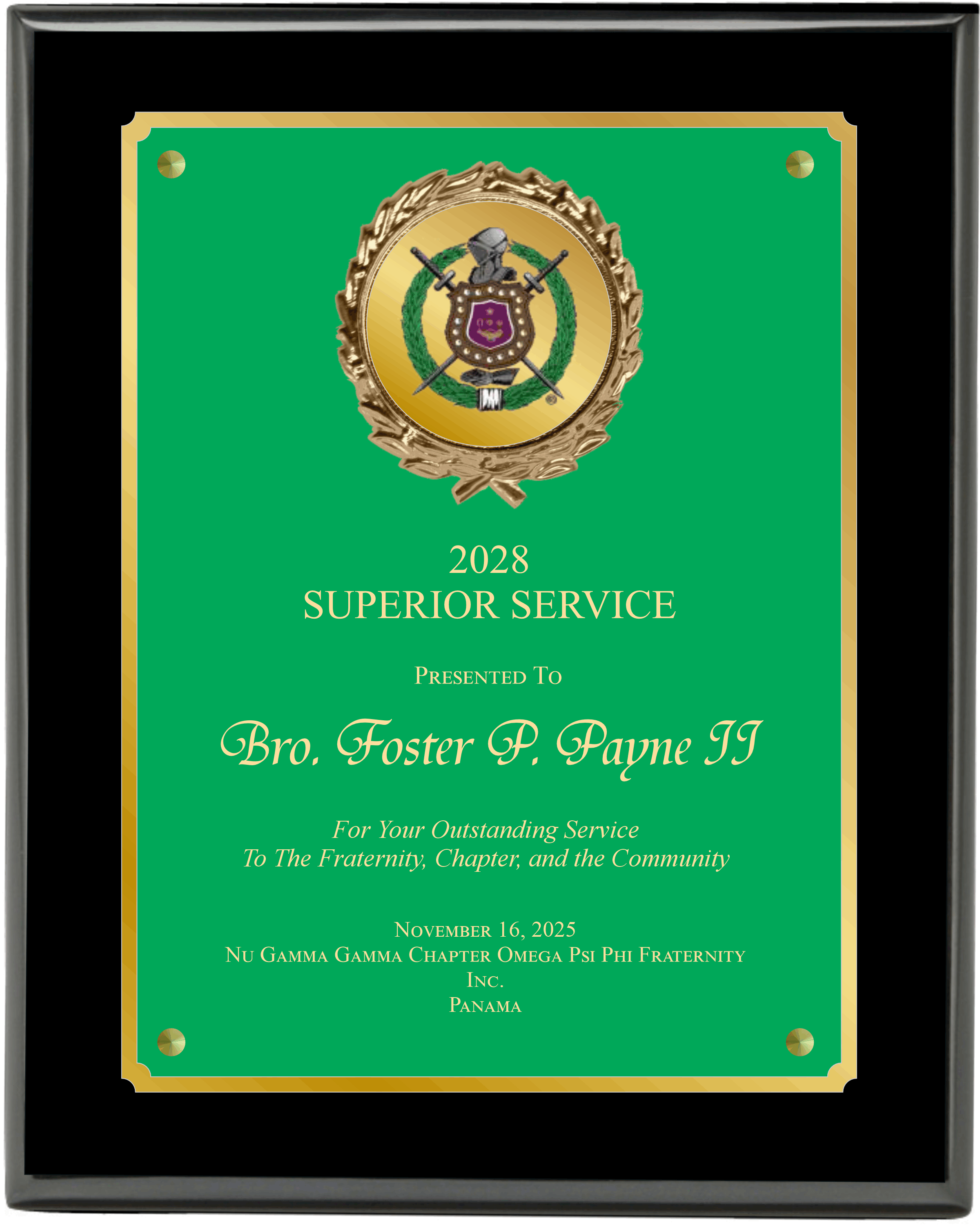 Executive Ebony Piano Finish Plaque
