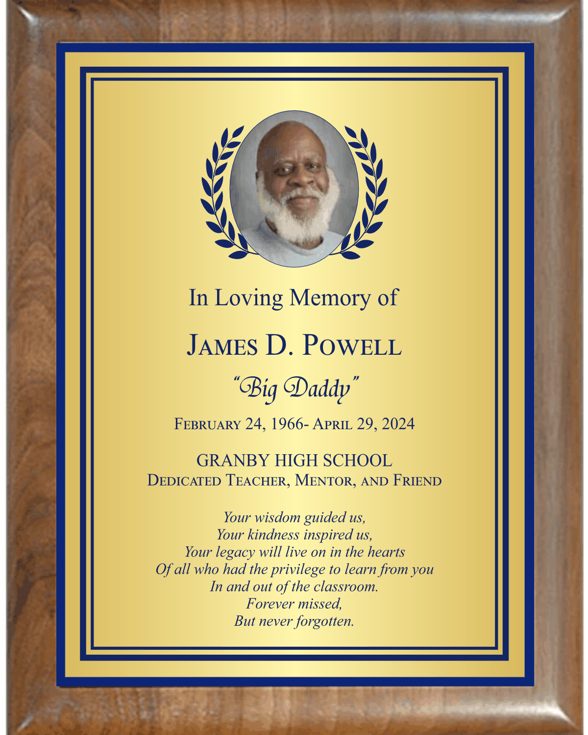 Walnut Photo Plaque