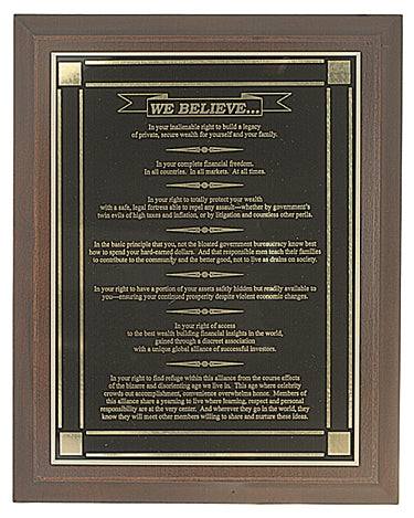 12" X 15" Solid Cherry Raised Panel With Engraved Plate